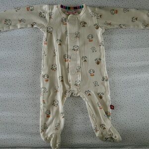 Cozy Cream Dog Print Kids One Piece by Magnetic Me